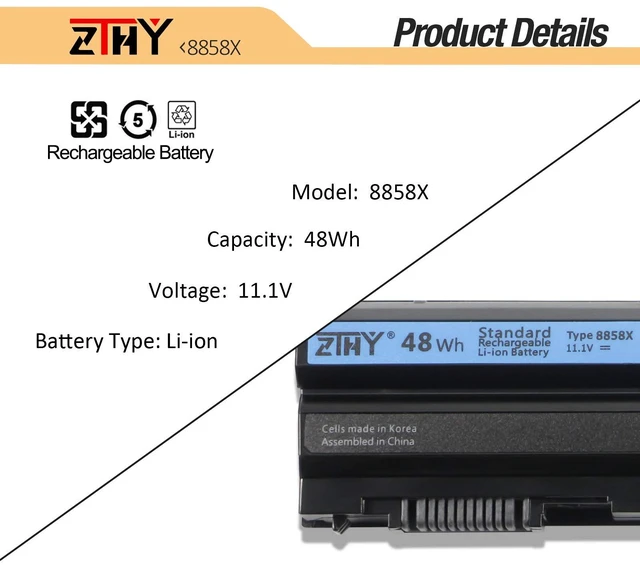 Alt view image 3 of 7 - 8858X T54FJ Laptop Battery Replacement for Dell Inspiron 14R 4420 5420 5425 7420 15R 4520 5520 5525 7520 17R 4720 5720 7720 Latitude E5420 E5430 E5520 E6420 E6430 E6440 E6520 E6530 Vostro 3460 3560