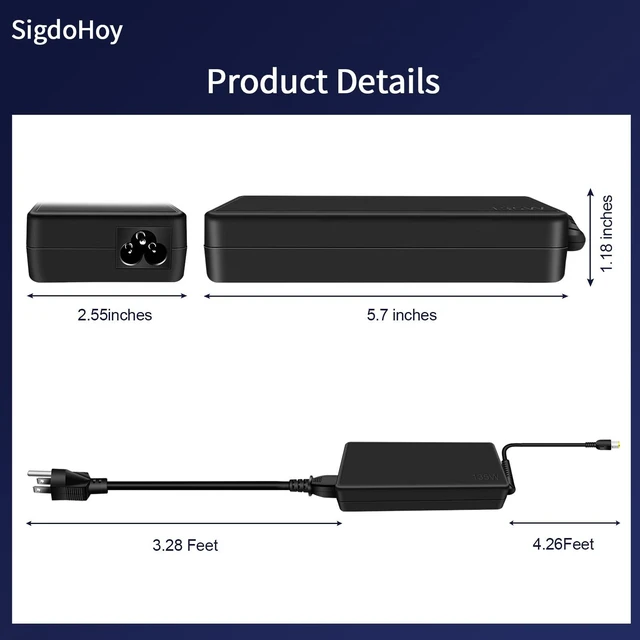 Alt view image 4 of 6 - 135W Charger for Lenovo Ideapad Gaming 3 3i Thinkpad X1 Extreme Thinkpad P1 P16v T15p ADL135NDC3A AC Adapter Power Supply Cord