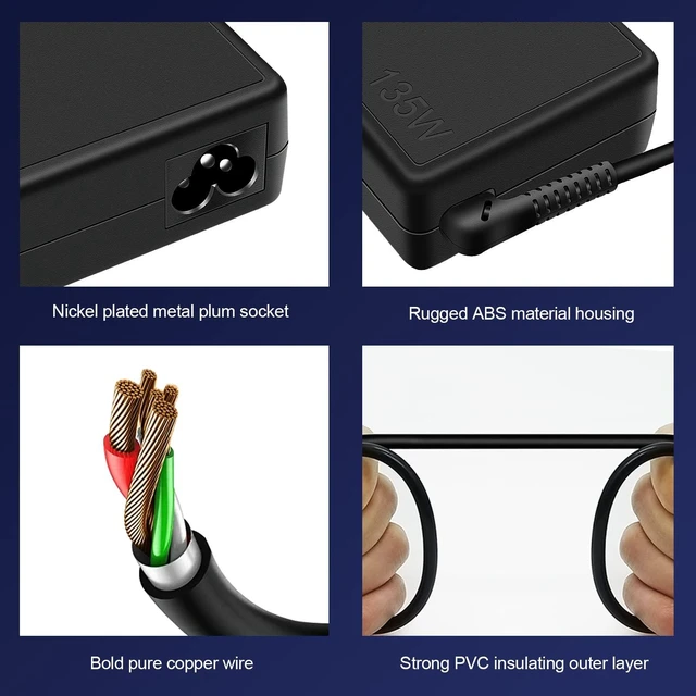 Alt view image 5 of 6 - 135W Charger for Lenovo Ideapad Gaming 3 3i Thinkpad X1 Extreme Thinkpad P1 P16v T15p ADL135NDC3A AC Adapter Power Supply Cord