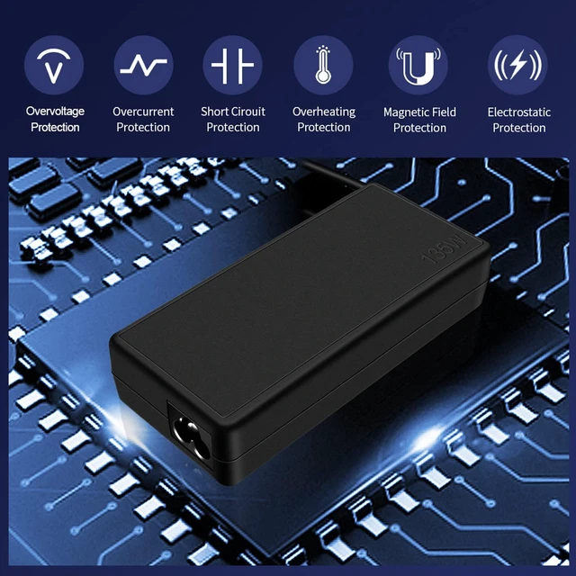 Alt view image 6 of 6 - 135W Charger for Lenovo Ideapad Gaming 3 3i Thinkpad X1 Extreme Thinkpad P1 P16v T15p ADL135NDC3A AC Adapter Power Supply Cord
