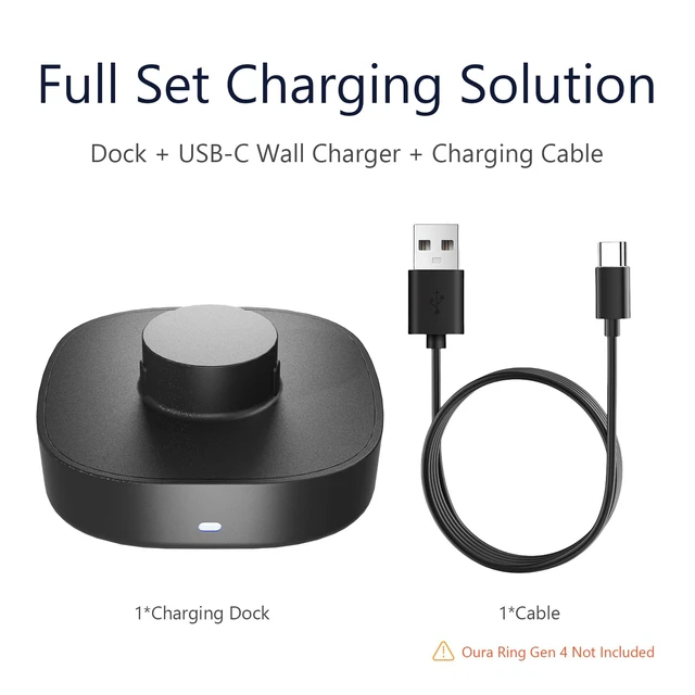 Alt view image 5 of 5 - Charger for Oura Ring Gen4 (Size 10) - Fast Charging Dock with USB-C Wall Charger & 3FT Cable, Quick Charge Replacement Base Compatible with Oura Ring Gen 4 - Black