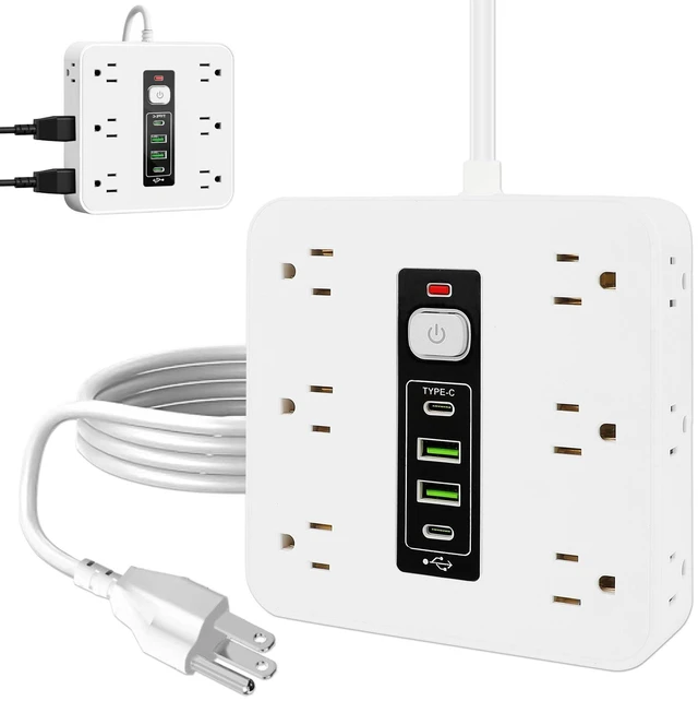 Main image of 16-in-1 Power Strip Surge Protector, 12 AC Outlets & 2 USB-C, 2 USB-A 6.6FT Extension Cord with Overload Protection, Wide Spaced Outlets for Home, Office, Gaming and Travel