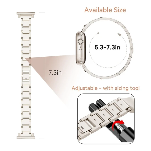 Alt view image 3 of 6 - Bands Compatible with Fitpolo AR-01 Smartwatch Band for Women, Metal Jewelry Sparkly Diamond Thin Replacement Compatible for aeac AR-01 Smartwatch