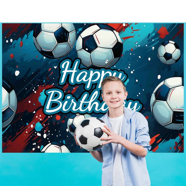 Alt view image 3 of 7 - Soccer Happy Birthday Backdrop 7x5Ft Soccer Happy Birthday Backdrop for Birthday Party Blue Red Oil Paint Style Sports Themed Party Decor 82x59 inch Polyester