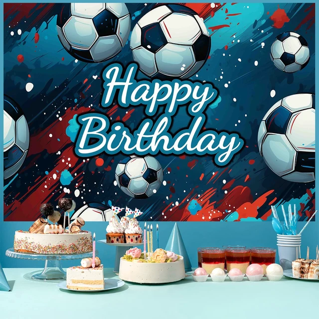 Alt view image 4 of 7 - Soccer Happy Birthday Backdrop 7x5Ft Soccer Happy Birthday Backdrop for Birthday Party Blue Red Oil Paint Style Sports Themed Party Decor 82x59 inch Polyester