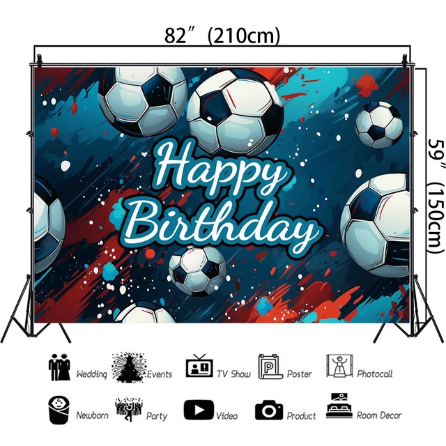 Alt view image 5 of 7 - Soccer Happy Birthday Backdrop 7x5Ft Soccer Happy Birthday Backdrop for Birthday Party Blue Red Oil Paint Style Sports Themed Party Decor 82x59 inch Polyester