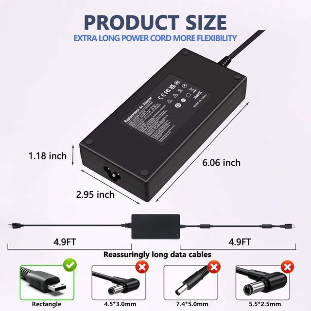 Alt view image 2 of 7 - 240W for MSI Laptop Charger USB Tip Fit for Stealth 17 Raider Creator Pro Compatible with MSI Stealth 17 Creator Z16 GE76, Stealth 16 Studio Creator Pro Z16P HX/Z16HX Creator Pro Z17 HX/X17HX X17