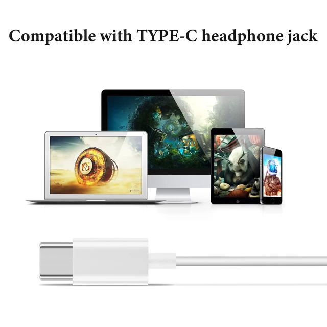 Alt view image 5 of 6 - USB-C Clip-On Earbuds with Mic & Volume Control, White, 3.9 ft Non-In-Ear Open Fit, Soft Foam Earpads, For USB-C Phones, Tablets, Laptops And PC, Plug-And-Play, Storage Case Included