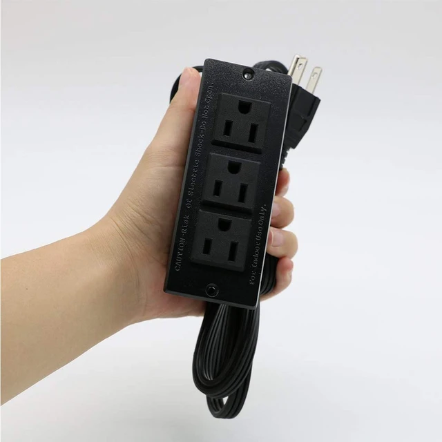 Alt view image 5 of 6 - Recessed Power Strip Black Desk Mount Power Grommet Socket for Cabinet 3 AC Outlets 6.56'ft Power Cord for Counter Drawer Furniture Workbench UL ETL Certificated