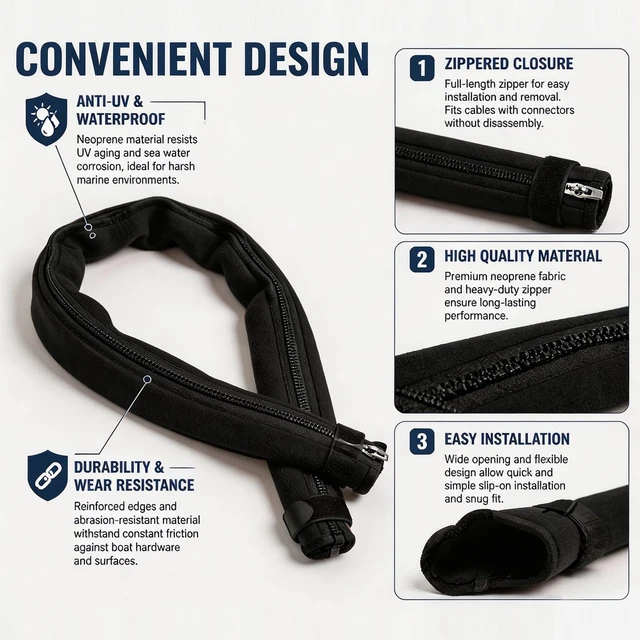 Alt view image 4 of 6 - 48" Zippered Trolling Motor Cable Sleeve, Trolling Motor Sleeve & Outboard Motor Sleeve Cover for Protection & Management (Black)
