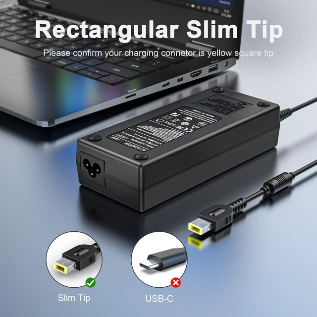 Alt view image 3 of 6 - 135W Silm Tip USA Plug Charger Compatible with Lenovo Ideapad Gaming 3 Y700 for Ideapad Gaming 3 Y700 700 E440 L440 P1 P50s P51s P15v P16 S3 T431s T15 W540, ADL135NDC3A, AC Adapter, Power Supply Cord