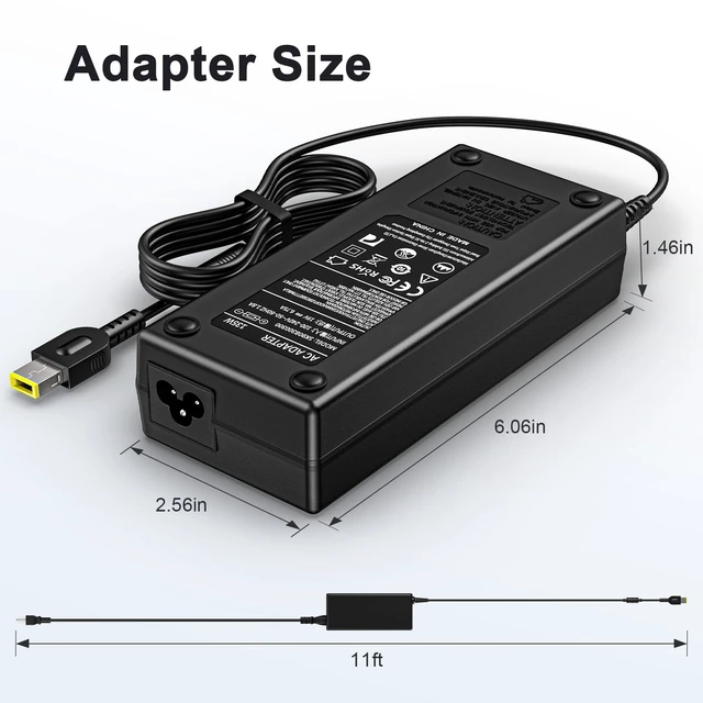 Alt view image 4 of 6 - 135W Silm Tip USA Plug Charger Compatible with Lenovo Ideapad Gaming 3 Y700 for Ideapad Gaming 3 Y700 700 E440 L440 P1 P50s P51s P15v P16 S3 T431s T15 W540, ADL135NDC3A, AC Adapter, Power Supply Cord