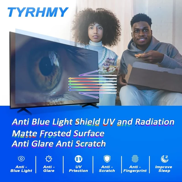 Alt view image 2 of 6 - Anti Glare TV Screen Protector for 43 Inch LCD, LED etc, Out Blue Light, Anti UV Relieve Eye Strain, New Upgrade Frosted Surface Anti Scratch, No Bubbles