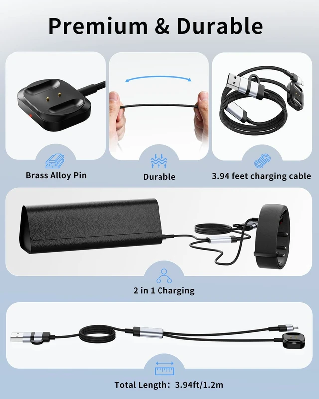 Alt view image 5 of 7 - 2-in-1 Magnetic Charger for Meta Neural Band & Display Smart Glasses, Fast Charging Cable for Meta Ray-Ban Display Smart Glasses, USB-C Safe and Portable Travel/Car/Phone/Laptop Charging Cable