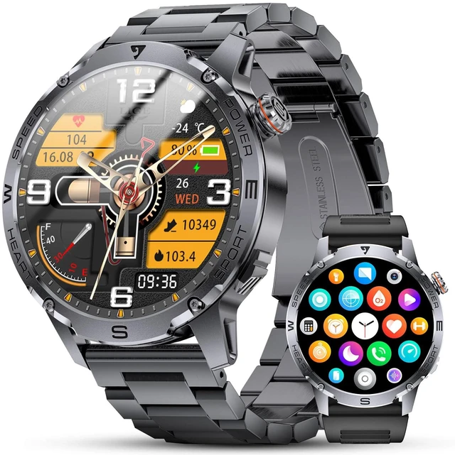 Main image of Military Smart Watch for Men, 1.43'' AMOLED Rugged Smart Watch with 600mAh Battery/Heart Rate/Blood Pressure/Sleep Monitor,IP68 Waterproof Fitness Tracker Space Gray Watch for Android iPhone