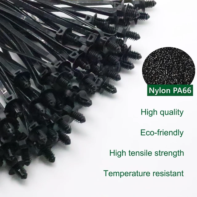 Alt view image 4 of 5 - Push Mount Cable Zip Ties 6.5 Inch, Automotive Zip Ties with Push Pin Heavy Duty Wire Harness Clips (100 Pack)