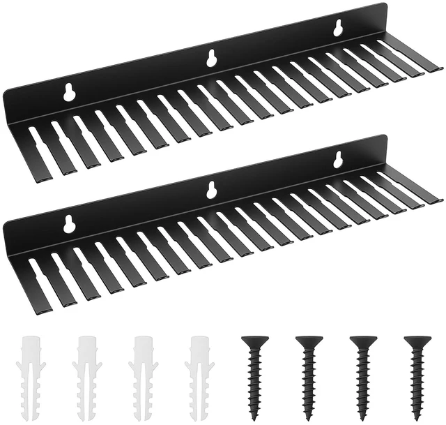 Main image of 2 Pack Wall Mountable Cable Hanger 19 Slots Steel Cable Rack Cord Organizer Studio Storage,Slots Width from 5.5 to 9.5mm for Cord Holder Management Rack Wall Shelf Mount Attachment Storage