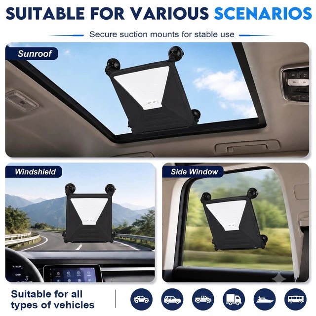 Alt view image 6 of 7 - Suction Cup Car Mount, Silicone Protective Case for Starlink Mini Camping suction cup vehicle mount with silicone case 4-point glass support, carabiners, and tool-free setup for travel