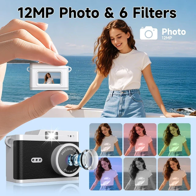 Alt view image 3 of 7 - Mini Keychain Digital Camera, Y2K Retro Pocket Camera, 1080P HD Small Video Recorder with 32GB SD Card for Travel, Vlogs & Daily Recording, Black