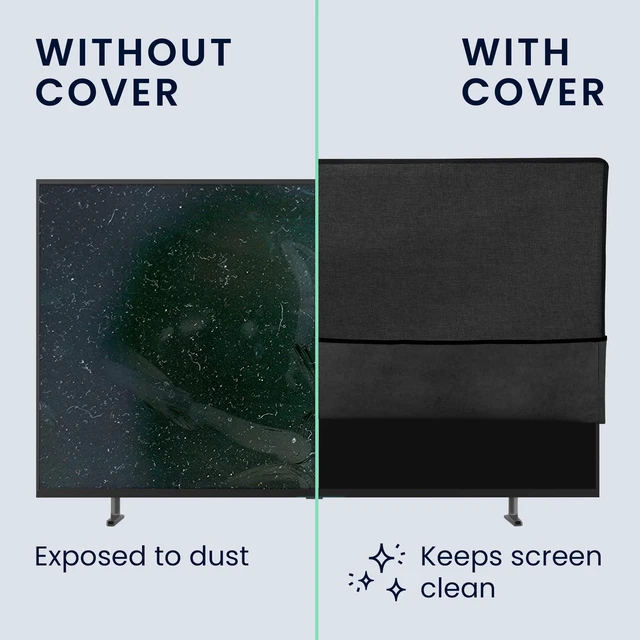 Alt view image 4 of 7 - Dust Cover for 65" TV - Linen Display Protector - Protect Your Screen - Dark Grey