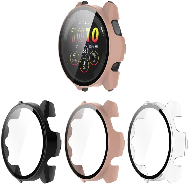 Main image of Compatible with Garmin Forerunner 265S Case Cover, Scratch-Resistant PC Protective Case with HD Tempered Glass Screen Protector for Garmin Forerunner 265S (not 265) (Black&Clear&Pink)
