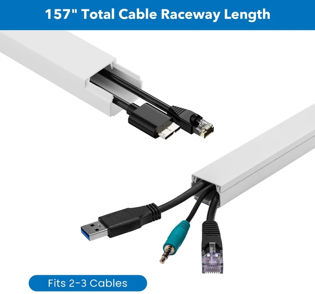 Alt view image 2 of 7 - 157in Cord Hider Kit Paintable Cable Raceway for TV Cables, Wires, and Power Cords, Wire Cover & Cable Concealer, Fire-Retardant Design, Incl. Corners & Connectors, Fits 2-3 Cables White