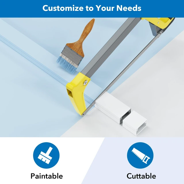 Alt view image 6 of 7 - 157in Cord Hider Kit Paintable Cable Raceway for TV Cables, Wires, and Power Cords, Wire Cover & Cable Concealer, Fire-Retardant Design, Incl. Corners & Connectors, Fits 2-3 Cables White