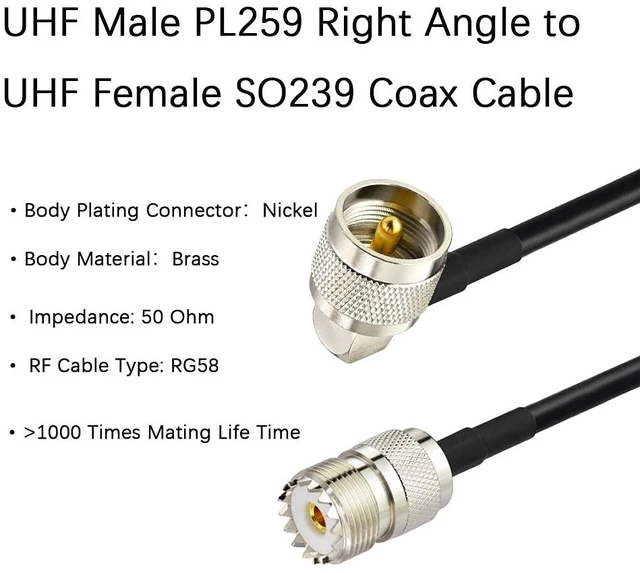 Alt view image 3 of 7 - CB Coax Cable 12inch RG58 PL259 to SO239 Jumper for Analyzer 2pack UHF Male to Famale PL259 Cable Extension for Radio Antenna Scanner Antenna Analyzer Dummy Load SWR Meter etc