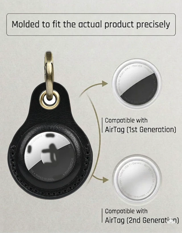 Alt view image 2 of 6 - Genuine Leather Keychain Holder for Apple AirTag, 2 Pack Compatible with AirTag 1st & 2nd Gen; two leather holders attach to keys, bags, luggage or pet collars. AirTag not included
