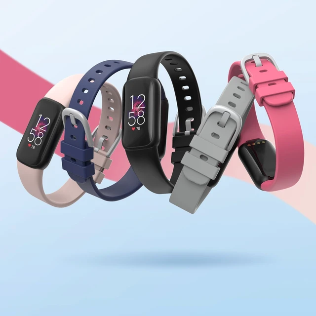 Alt view image 6 of 6 - 4 Pack Waterproof Bands Compatible with Fitbit Luxe Bands for Women Men Classic Soft Breathable Sports Replacement Wristbands, (Black/Dark Red/Dark Purple/Starlight, Large 6.7" -8.3")