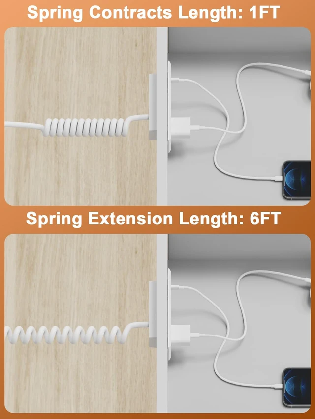 Alt view image 5 of 7 - Recessed Power Strip USB C Port for Drawer Outlet White Fast Charging USB C Port,QC3.0 USB-A Port.2AC Outlet,ETL Listed Conference