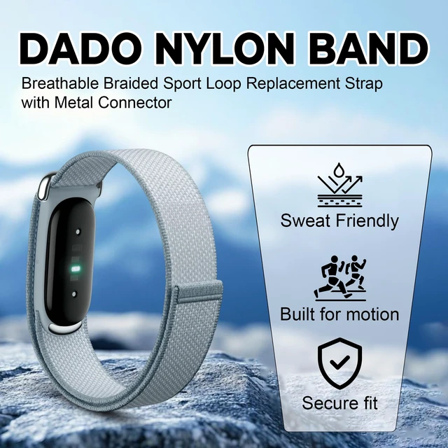 Alt view image 2 of 7 - Woven Nylon Loop Band Compatible with Google Fitbit Air, Stretchy Breathable Sport Strap, Adjustable Elastic Replacement Wristband with Metal Buckle for Men Women