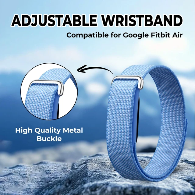 Alt view image 3 of 7 - Woven Nylon Loop Band Compatible with Google Fitbit Air, Stretchy Breathable Sport Strap, Adjustable Elastic Replacement Wristband with Metal Buckle for Men Women