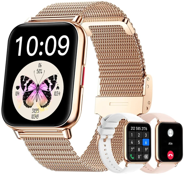 Main image of Smart Watches for Women (Answer/Make Calls), 1.85" Large Screen Fitness Watch with 24H Health Monitor, 100+ Sport Modes, 3 Bands Waterproof Smartwatch Compatible with Android and iPhone