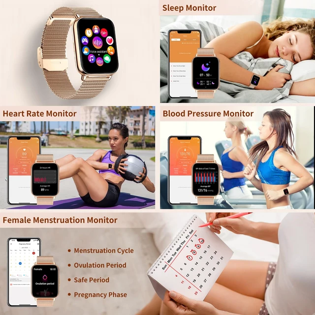 Alt view image 4 of 7 - Smart Watches for Women (Answer/Make Calls), 1.85" Large Screen Fitness Watch with 24H Health Monitor, 100+ Sport Modes, 3 Bands Waterproof Smartwatch Compatible with Android and iPhone