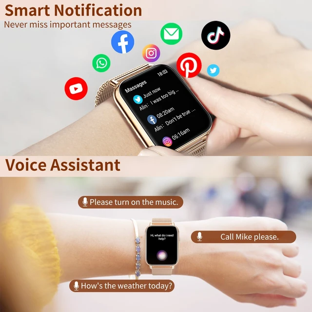 Alt view image 3 of 7 - Smart Watches for Women (Answer/Make Calls), 1.85" Large Screen Fitness Watch with 24H Health Monitor, 100+ Sport Modes, 3 Bands Waterproof Smartwatch Compatible with Android and iPhone