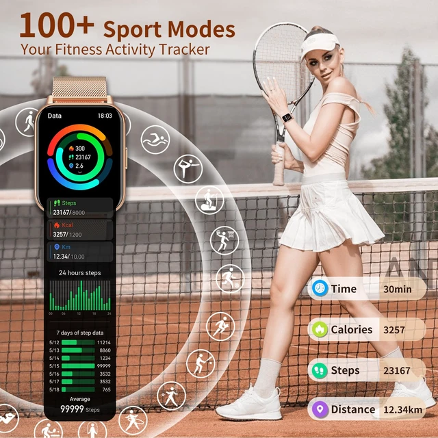 Alt view image 6 of 7 - Smart Watches for Women (Answer/Make Calls), 1.85" Large Screen Fitness Watch with 24H Health Monitor, 100+ Sport Modes, 3 Bands Waterproof Smartwatch Compatible with Android and iPhone