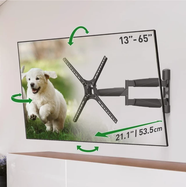 Main image of 21'' Long TV Wall Mount, 13-65 inch Full Motion Articulating - 4 Movement Premium Flat/Curved Screen Bracket, Holds up to 80lbs, Extremely Extendable, Fits LED OLED LCD