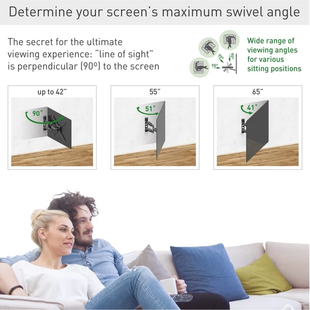 Alt view image 5 of 7 - 21'' Long TV Wall Mount, 13-65 inch Full Motion Articulating - 4 Movement Premium Flat/Curved Screen Bracket, Holds up to 80lbs, Extremely Extendable, Fits LED OLED LCD