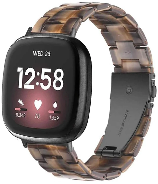 Main image of Resin Band Compatible with Fitbit Versa 4 3 / Fitbit Versa Sense 2 1,Women Men Lightweight Bracelet Strap Wristband (Coffee, Fitbit Versa 4 3/ Versa Sense 2 1)