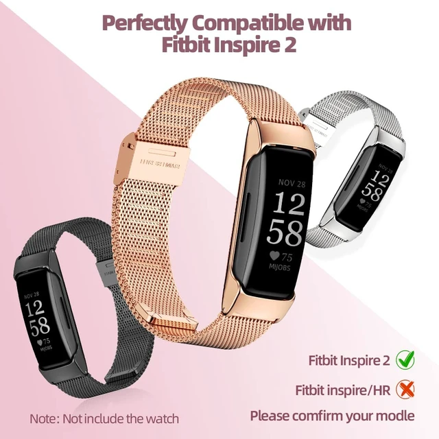 Alt view image 6 of 7 - Strap for Fitbit Inspire 2, Stainless Steel Metal Band Replacement Wristbands Waterproof Bracelet Accessories for Inspire 2 Women Men