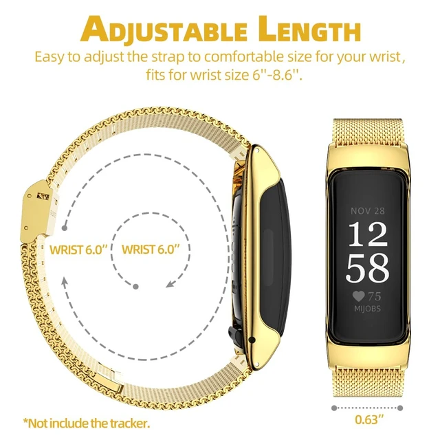 Alt view image 3 of 7 - Strap for Fitbit Inspire 2, Stainless Steel Metal Band Replacement Wristbands Waterproof Bracelet Accessories for Inspire 2 Women Men