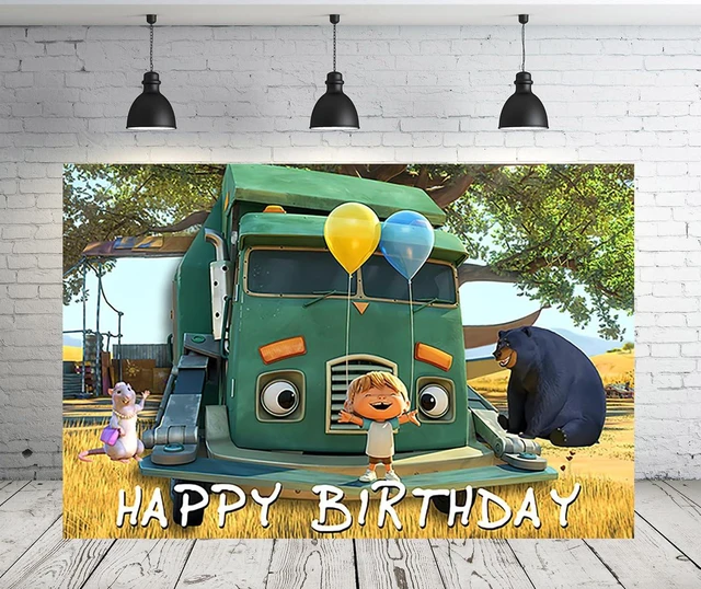 Main image of Trash Truck Backdrop 5x3ft Photo Background for Birthday Party Supplies Truck Birthday Baby Shower Banner for Party Decorations
