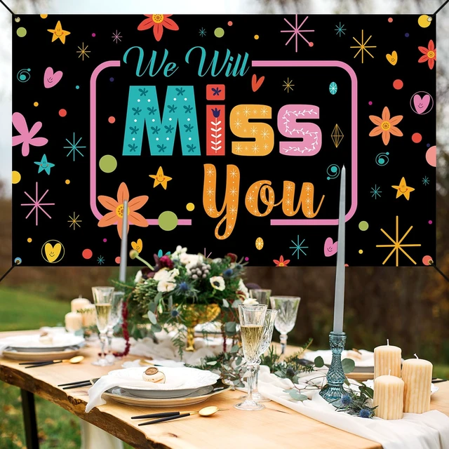 Alt view image 6 of 6 - We Will Miss You Backdrop, Going Away Party Decorations, Farewell Photo Booth Props Banner for Graduation, Goodbye, Retirement Party Decorations, Sturdy, Vibrant Colors, Fabric