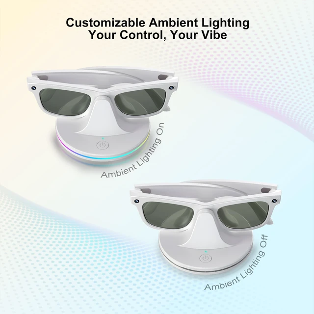 Alt view image 6 of 7 - Charging Dock for Ray-Ban Meta Glasses, White Compatible with Wayfarer, Skyler, Headliner & Oakley HSTN, LED Indicator, Ambient LightingUSB Cable
