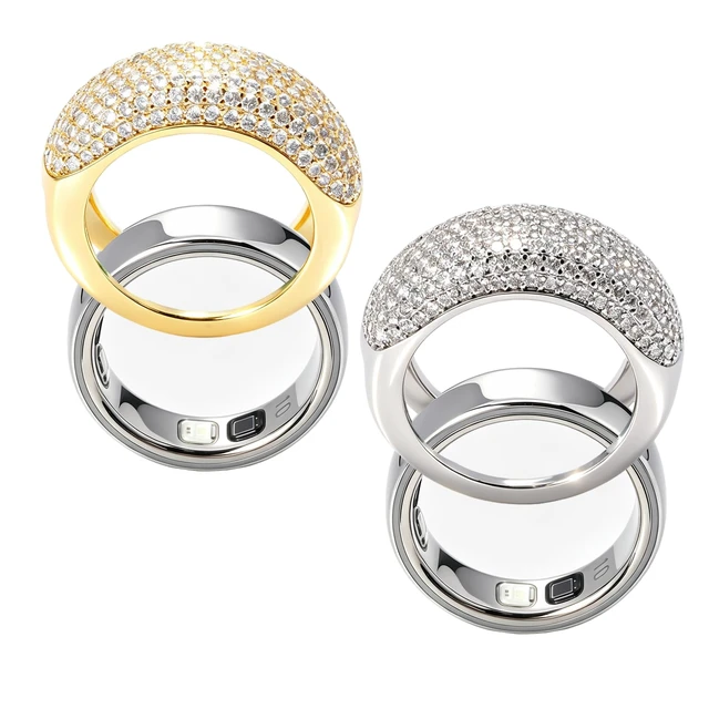Alt view image 2 of 7 - 18K Silver-White Plated Smart Ring Jacket Compatible with Oura Ring Gen 5 All-zirconia inlaid ring, Oura Gen5 accessory