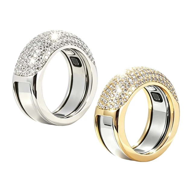 Alt view image 4 of 7 - 18K Silver-White Plated Smart Ring Jacket Compatible with Oura Ring Gen 5 All-zirconia inlaid ring, Oura Gen5 accessory