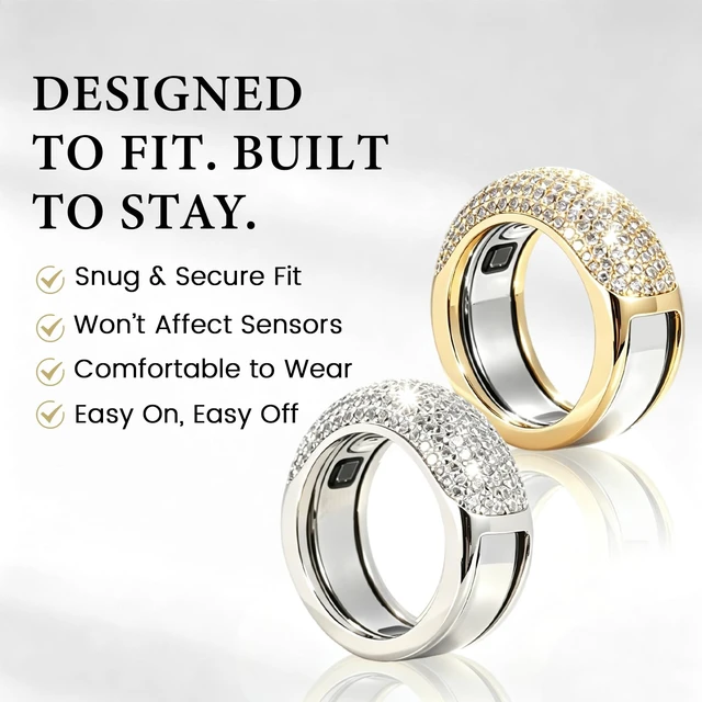 Alt view image 6 of 7 - 18K Silver-White Plated Smart Ring Jacket Compatible with Oura Ring Gen 5 All-zirconia inlaid ring, Oura Gen5 accessory