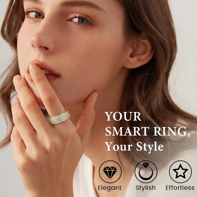 Alt view image 7 of 7 - 18K Silver-White Plated Smart Ring Jacket Compatible with Oura Ring Gen 5 All-zirconia inlaid ring, Oura Gen5 accessory