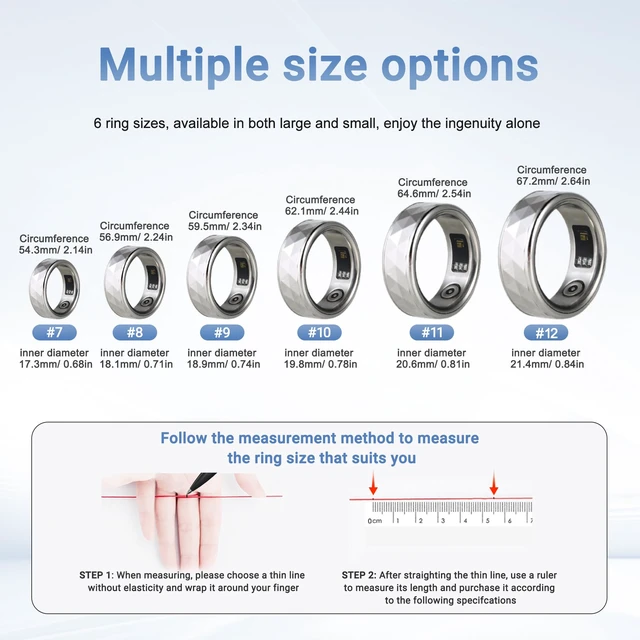 Alt view image 2 of 7 - Smart Ring for Women & Men, Fitness Tracker Silver Rings with Heart Rate, Blood Oxygen, Sleep & Step Counting, Waterproof, No Subscription Fee, 24H Wearable Health Tracker